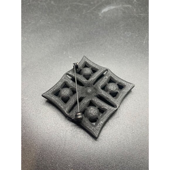 Black and Clear Rhinestones Brooch Maltese Cross Square Vintage Beauty - Picture 4 of 7